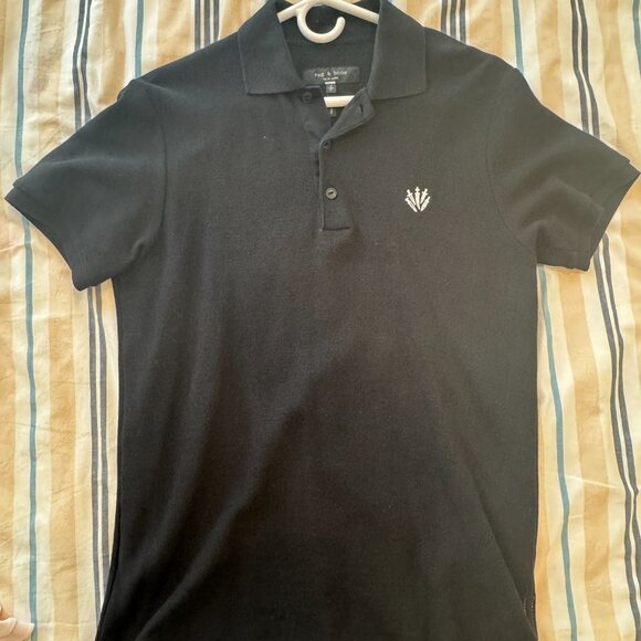 Lot of 2 Rag & Bone Shield Dagger Polos in Black and Pink in Men's Small - Picture 2 of 9